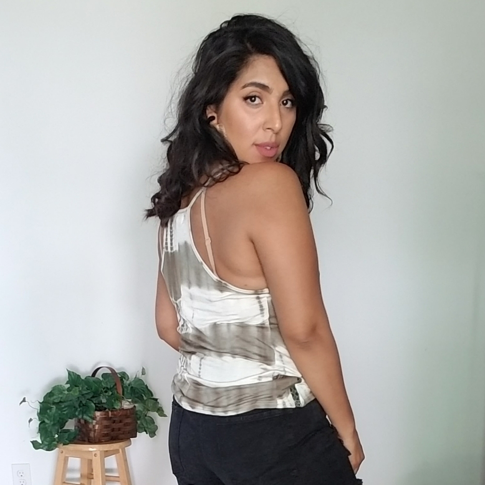 LAST| OLIVE GREEN TIE DYE TANK TOP S 4 6 - Picture 3 of 10